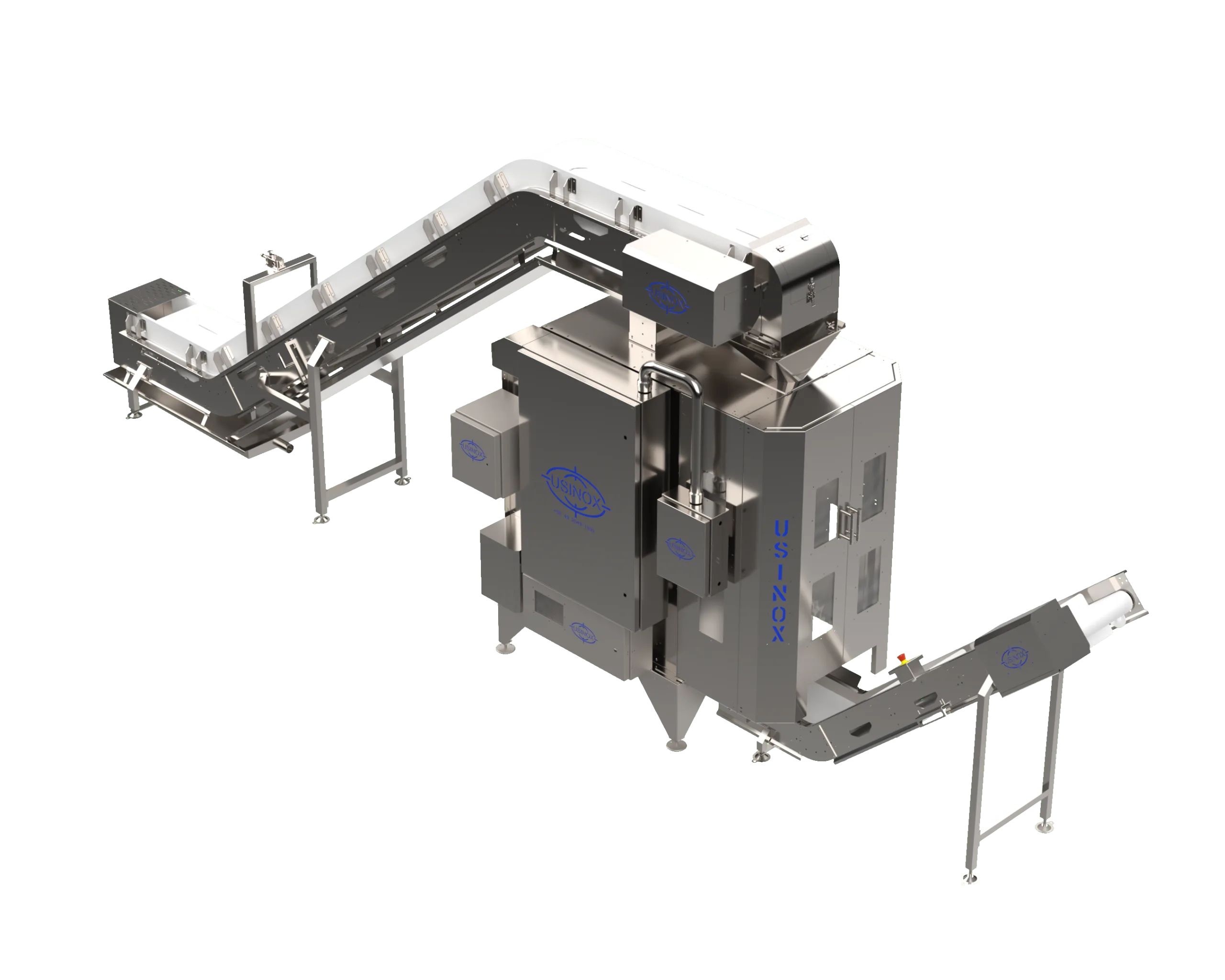 Automatic IQF feeding, weighing and packaging system